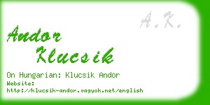 andor klucsik business card